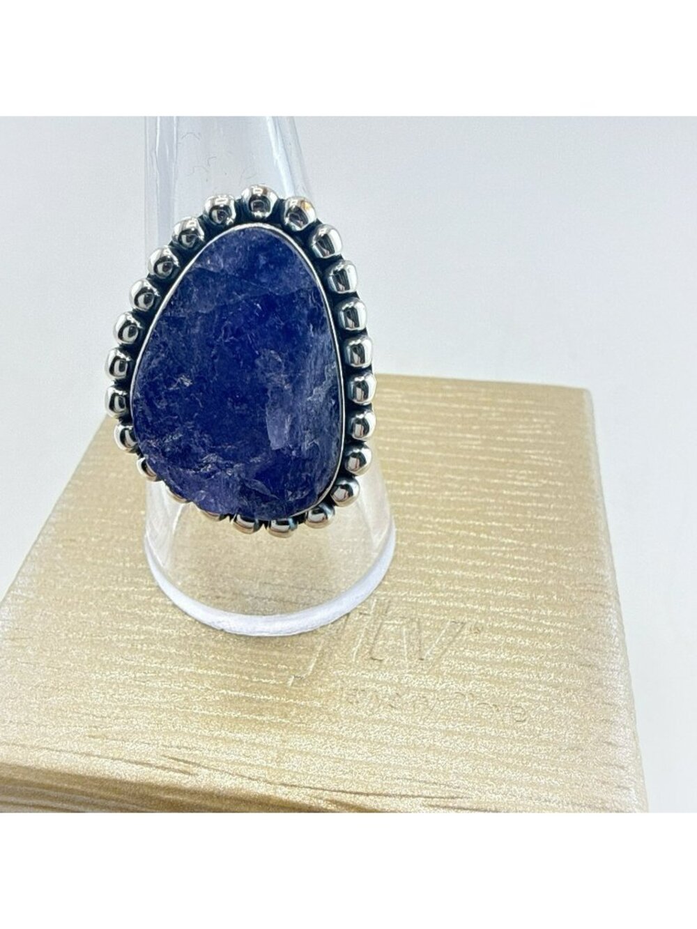 JTV Tanzanite Ring Sterling Silver Purple Free Form Rough Modern 925 Size 9 Arya